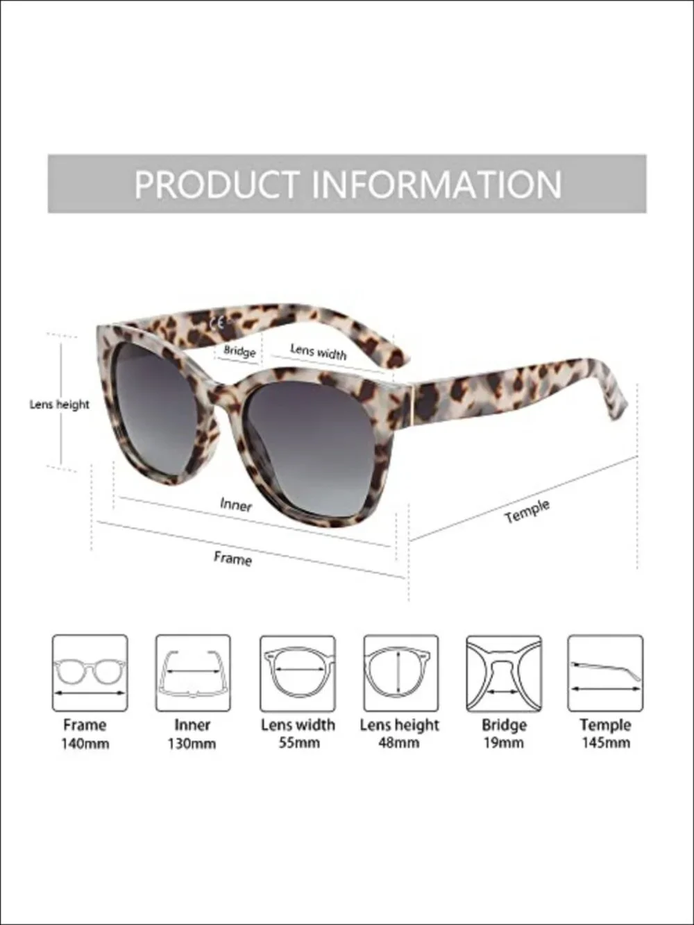 Cat Eye Polarized Sunglasses UV400 Oversized Retro Shield Shades